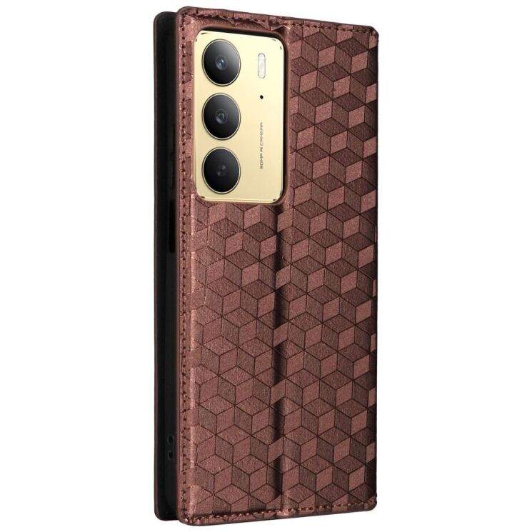 Чехол Deexe Rhombus Book для Realme C75 - Brown: фото 8 из 10