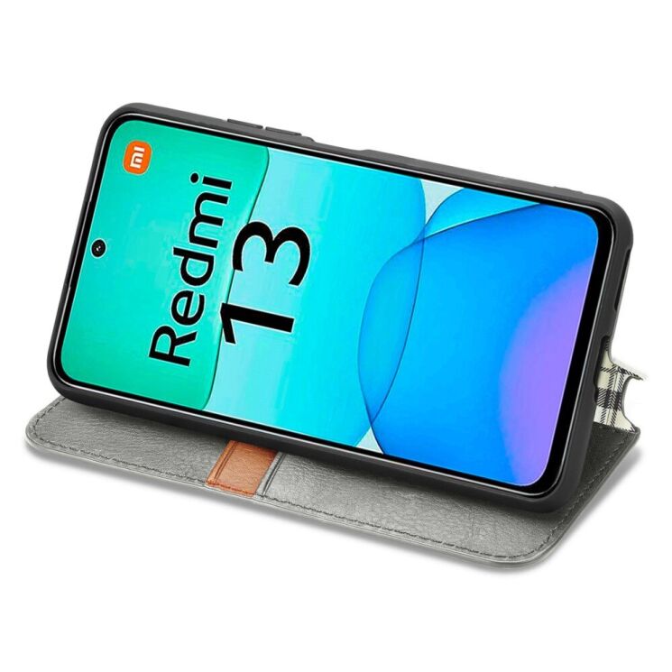Чехол Deexe Rhombus Book для Xiaomi Redmi 13 - Grey: фото 3 из 9