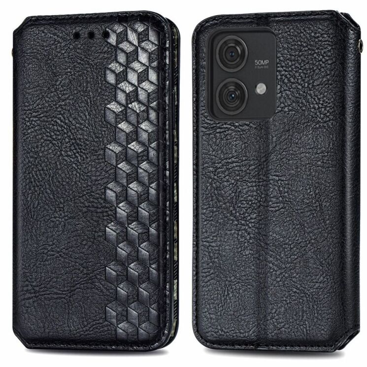 Чехол Deexe Rhombus Wallet для Motorola Edge 40 Neo - Black: фото 1 из 6
