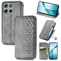 Чехол Deexe Rhombus Wallet для Motorola Moto G56 - Grey: фото 1 из 15
