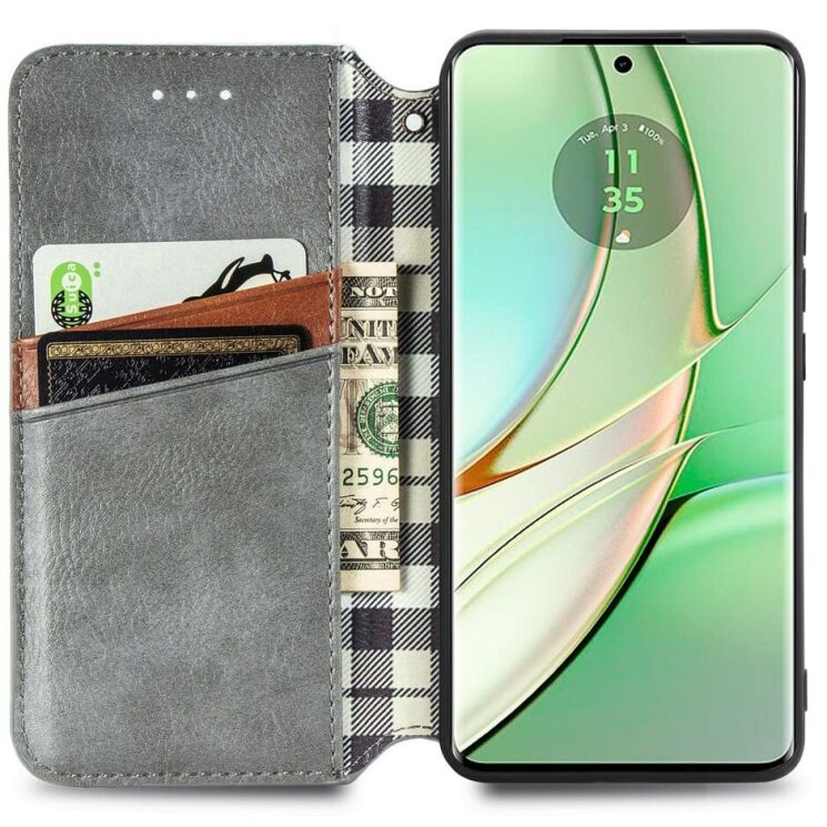 Чехол Deexe Rhombus Wallet для Motorola Moto G75 - Grey: фото 2 из 6