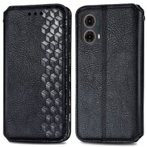Чехол Deexe Rhombus Wallet для Motorola Moto G85 - Black: фото 1 из 10