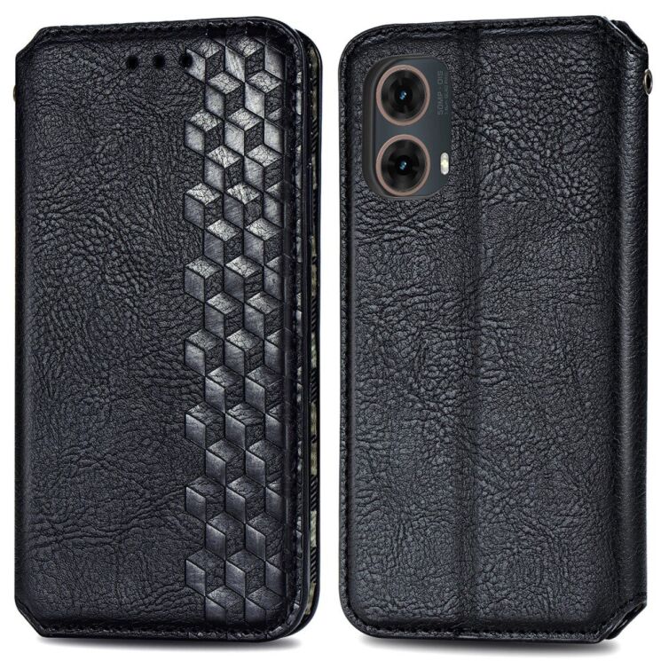 Чехол Deexe Rhombus Wallet для Motorola Moto G85 - Black: фото 1 из 10