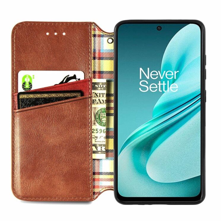 Чехол Deexe Rhombus Wallet для OnePlus Nord N30 SE - Brown: фото 2 из 6