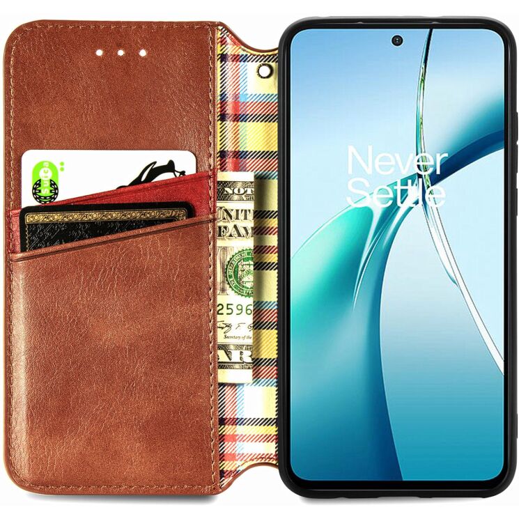 Чехол Deexe Rhombus Wallet для OPPO Reno 15 F/FS - Brown: фото 2 из 10