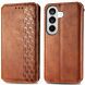 Чехол Deexe Rhombus Wallet для Samsung Galaxy S26 Plus - Brown (404368Z). Фото 1 из 6