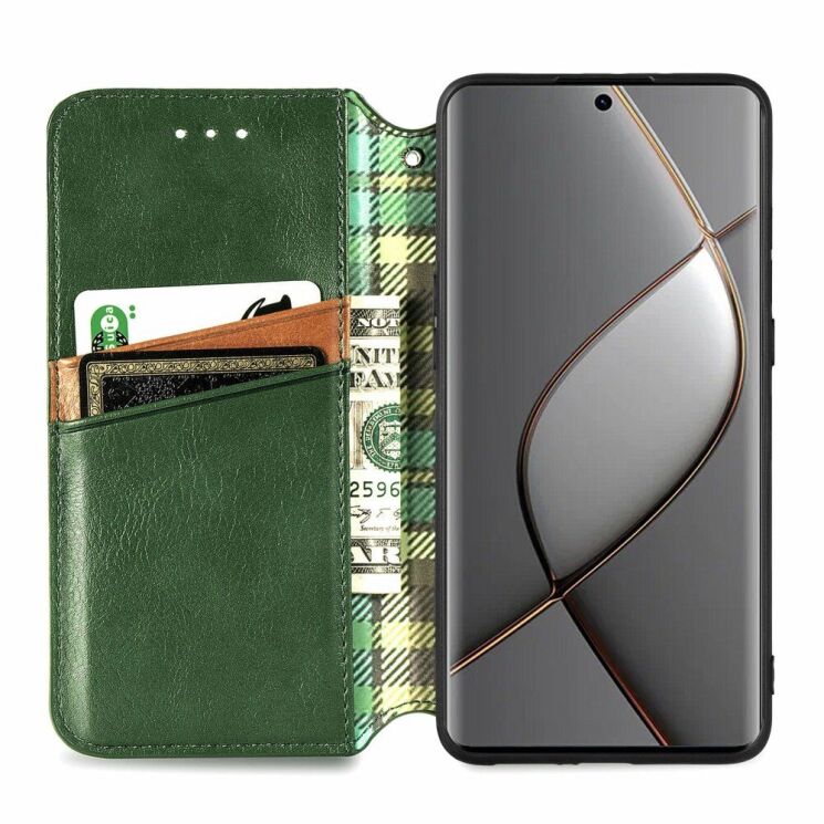 Чехол Deexe Rhombus Wallet для TECNO Spark 20 Pro+ - Green: фото 2 из 6
