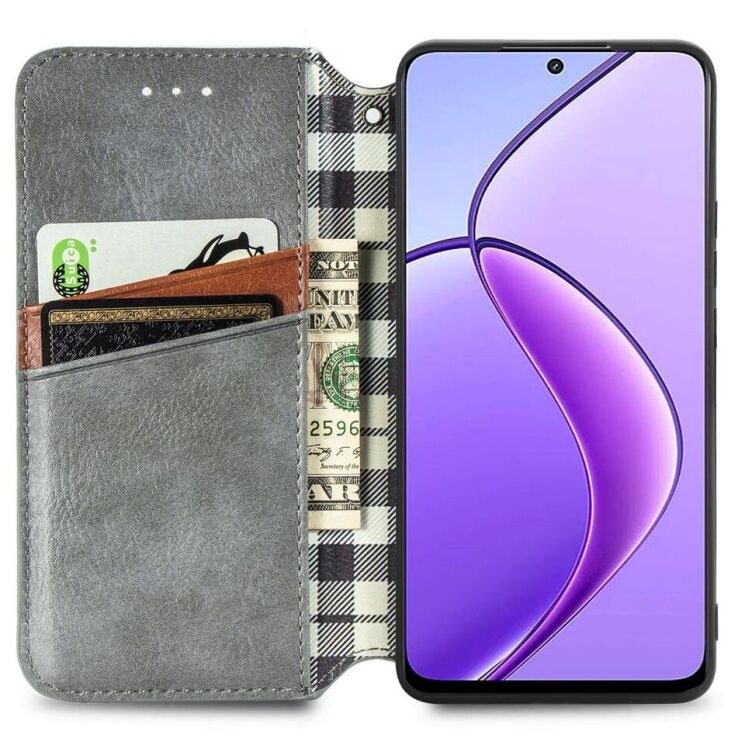 Чехол Deexe Rhombus Wallet для TECNO Spark 30C - Grey: фото 2 из 6