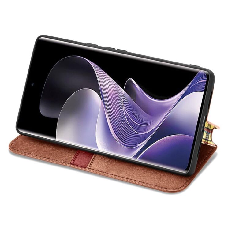 Чехол Deexe Rhombus Wallet для Xiaomi Redmi Note 14 Pro 5G - Brown: фото 4 из 10