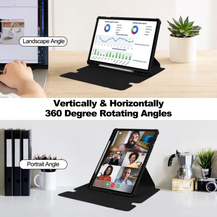 Чехол Deexe Rotary Case для Samsung Galaxy Tab S9 FE (X510/516) / Tab S10 FE (X520/526) - Dark Blue: фото 4 из 7