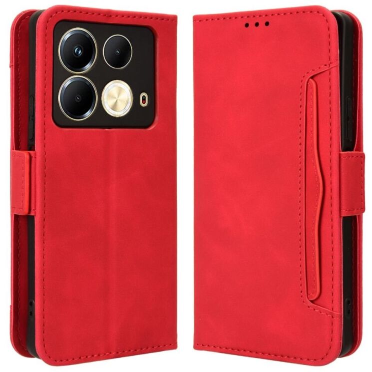Чехол Deexe Wallet Stand для Infinix Note 40 - Red: фото 1 из 7