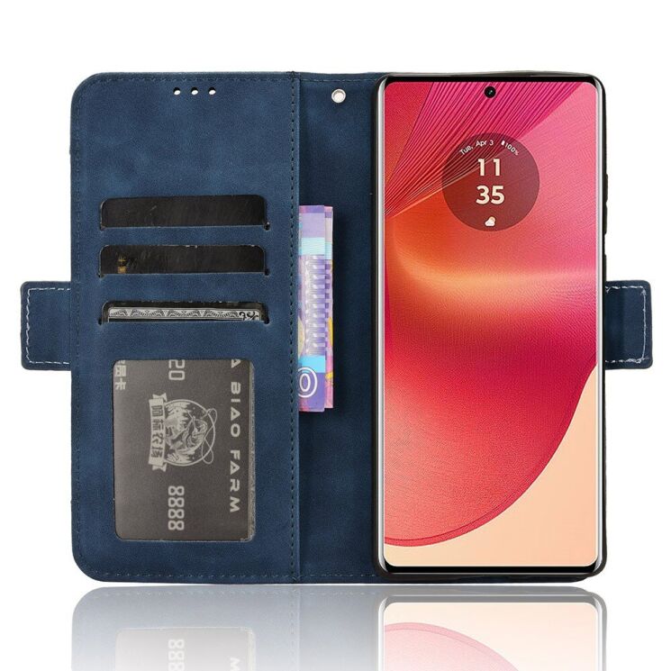 Чехол Deexe Wallet Stand для Motorola Edge 50 Fusion - Blue: фото 3 из 7