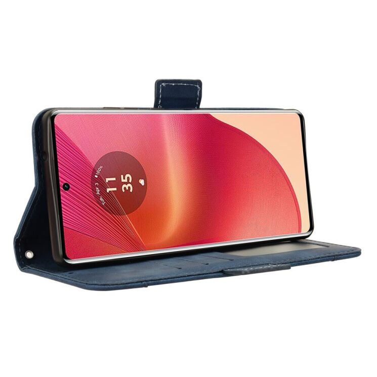 Чехол Deexe Wallet Stand для Motorola Edge 50 Fusion - Blue: фото 4 из 7