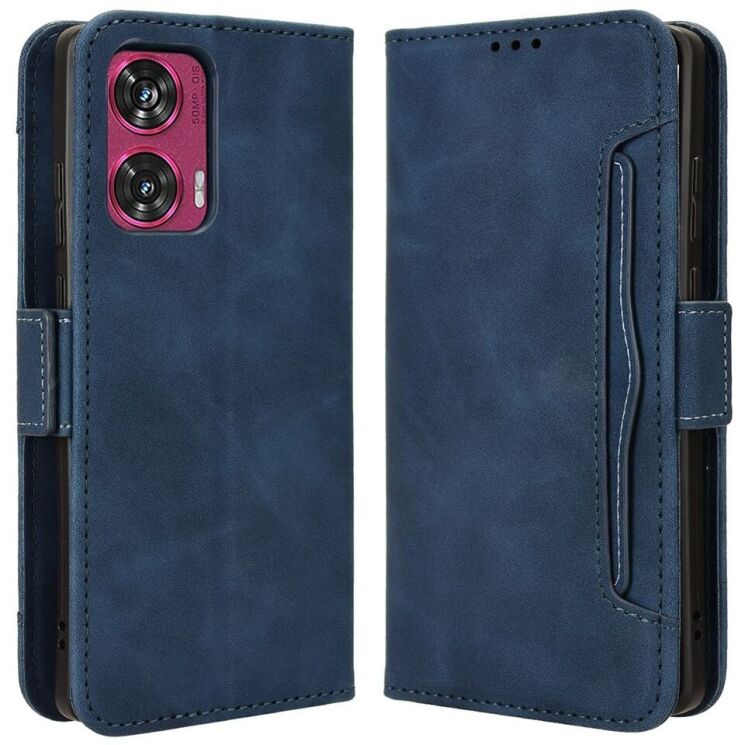Чехол Deexe Wallet Stand для Motorola Edge 50 Fusion - Blue: фото 1 из 7