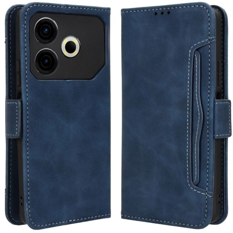 Чехол Deexe Wallet Stand для TECNO Pova 6 Neo - Blue: фото 1 из 7