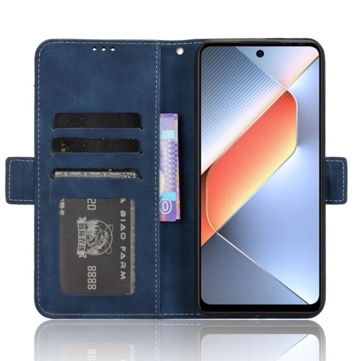 Чехол Deexe Wallet Stand для TECNO Pova 6 Neo - Blue: фото 3 из 7