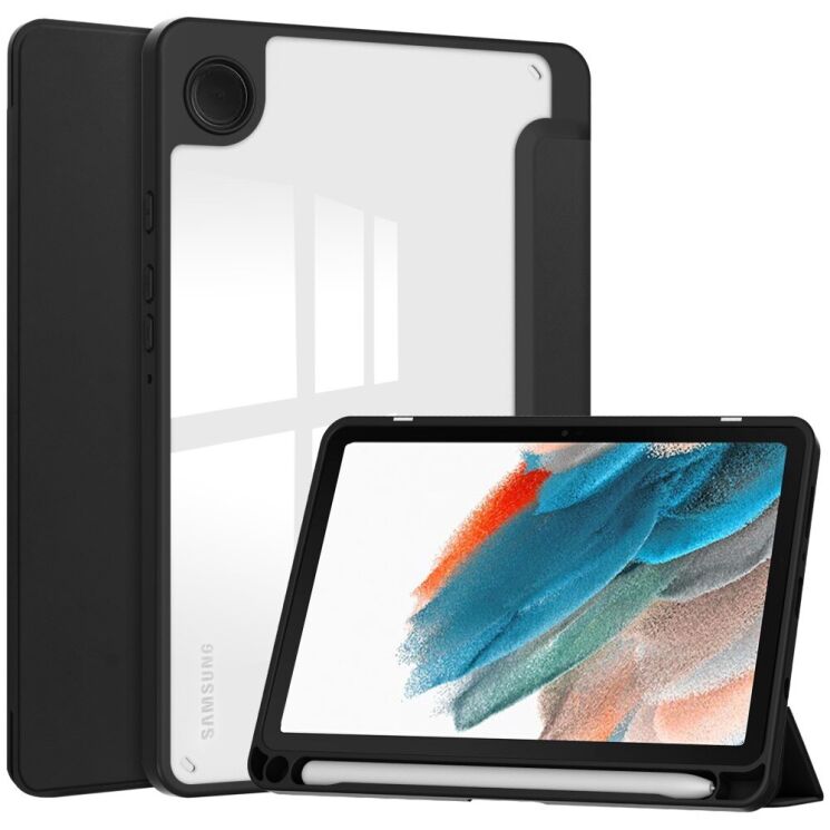 Чехол-книжка Deexe Crystal Back для Samsung Galaxy Tab A9 (X110/115) - Black: фото 1 из 8