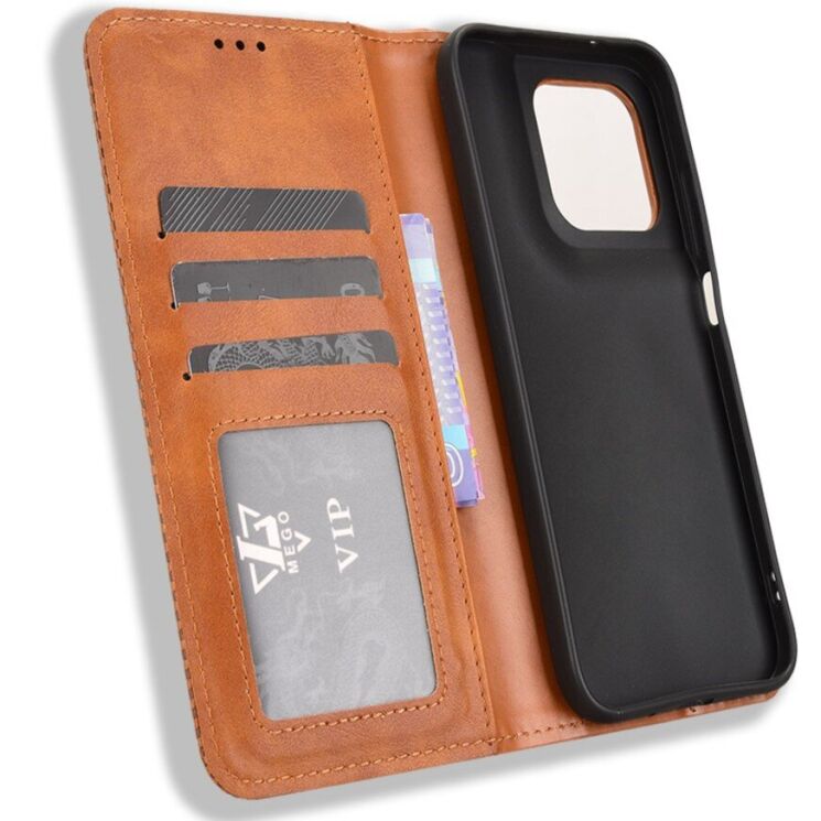 Чохол-книжка Deexe Retro Style для Motorola Moto G77 - Brown: фото 4 з 19