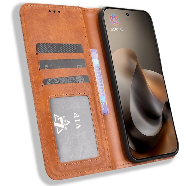 Чохол-книжка Deexe Retro Style для Motorola Moto G77 - Brown: фото 5 з 19
