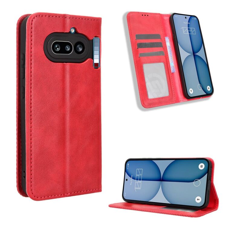 Чохол-книжка Deexe Retro Style для Nothing Phone (4a) - Red (411308R) Чохол-книжка Deexe Retro Style для Nothing Phone (4a) - Red: фото 2 з 18