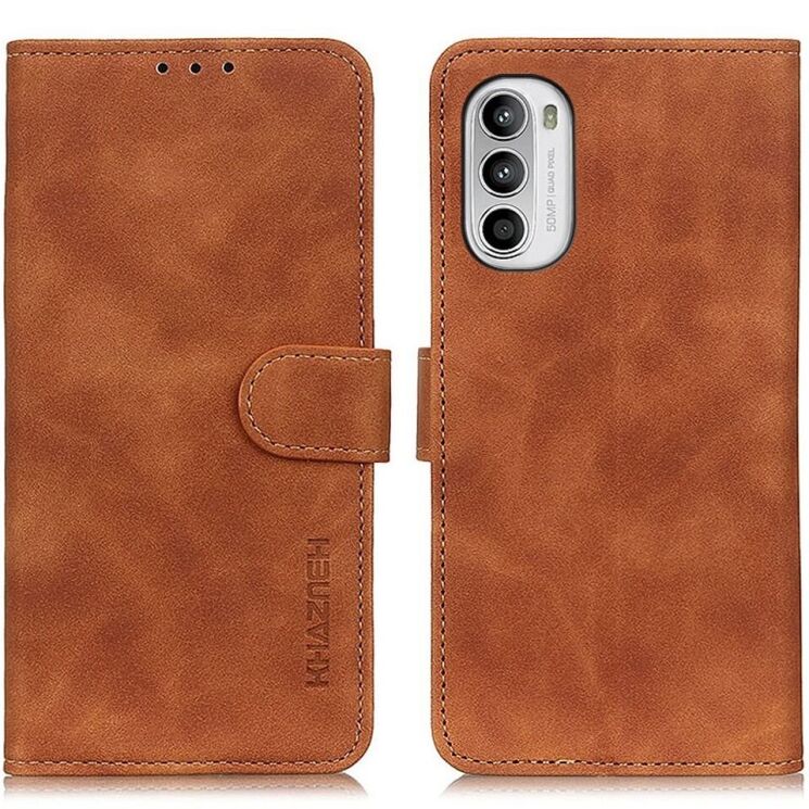 Чохол-книжка KHAZNEH Retro Wallet для Motorola Moto G52 / G82 - Brown: фото 1 з 7