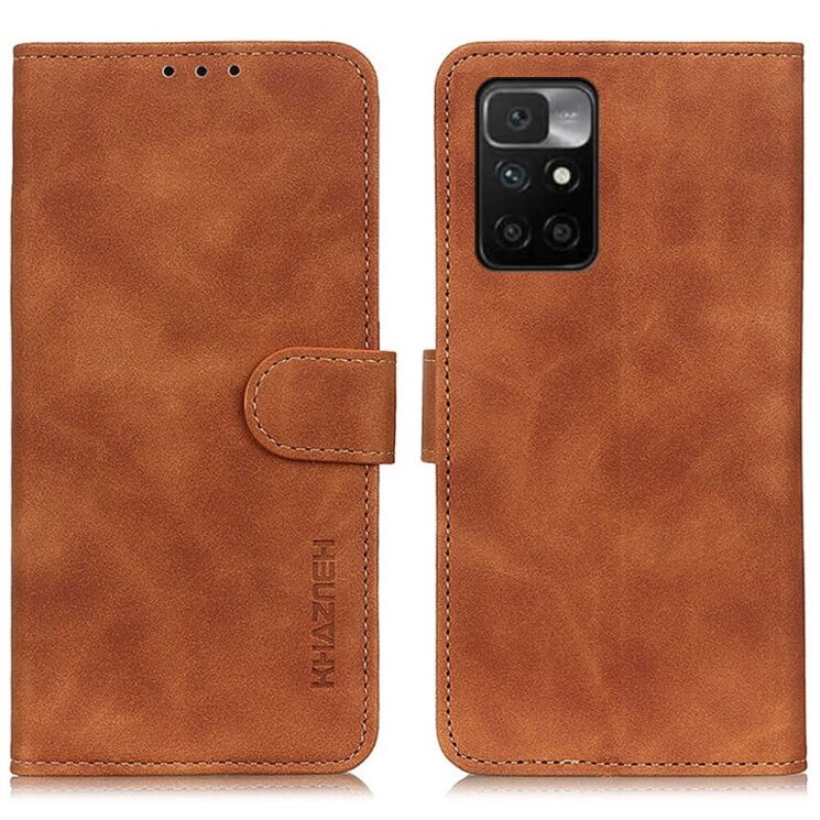 Чехол-книжка KHAZNEH Retro Wallet для Xiaomi Redmi 10 / 10 (2022) / 10 Prime - Brown: фото 2 из 11