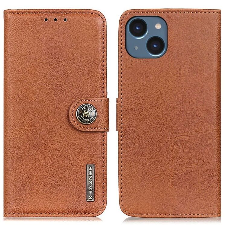Чехол-книжка KHAZNEH Wallet Cover для Apple iPhone 15 - Brown: фото 1 из 9