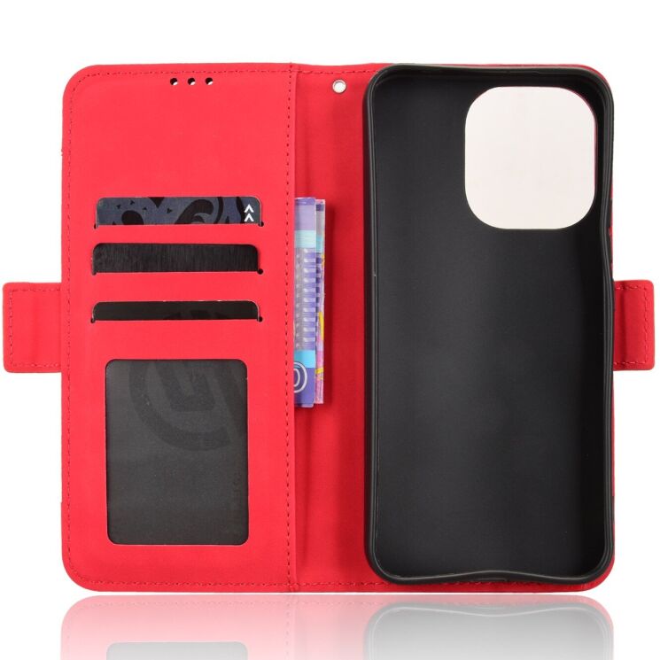 Чехол-книжка с карманами Deexe Wallet Stand для Xiaomi Redmi Note 17 Pro - Red: фото 4 из 17