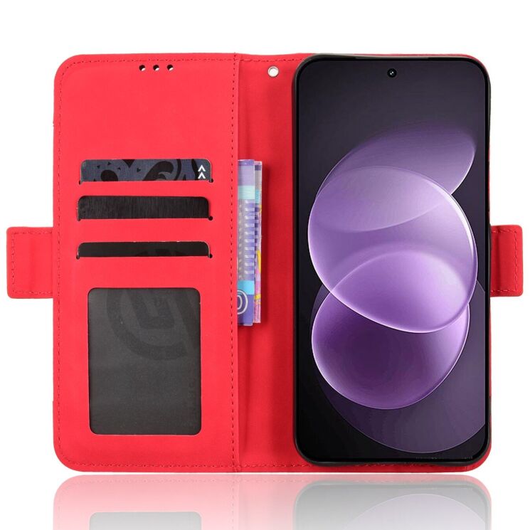 Чехол-книжка с карманами Deexe Wallet Stand для Xiaomi Redmi Note 17 Pro - Red: фото 5 из 17