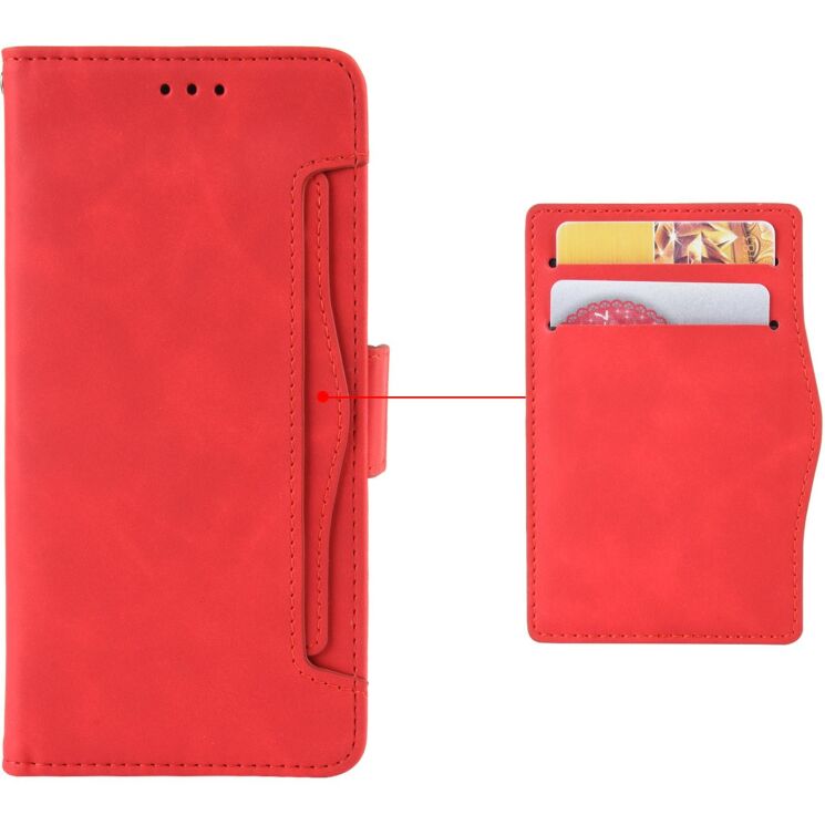 Чехол-книжка с карманами Deexe Wallet Stand для Xiaomi Redmi Note 17 Pro - Red: фото 2 из 17