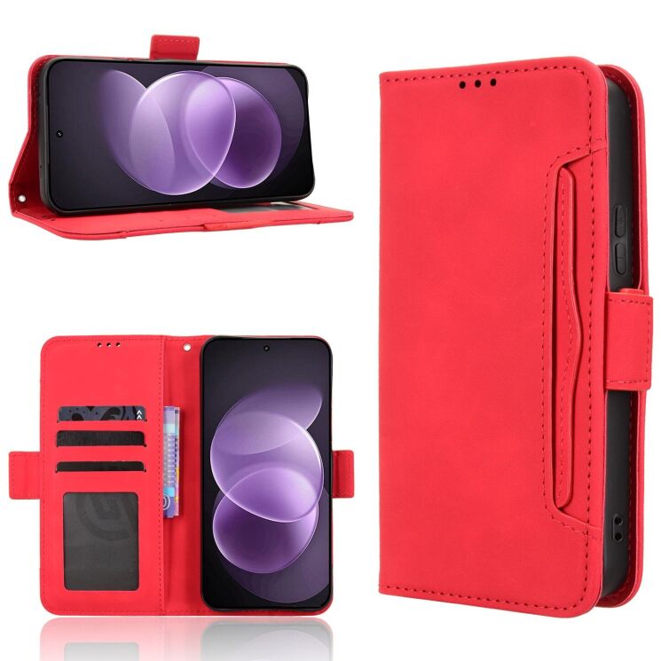 Чехол-книжка с карманами Deexe Wallet Stand для Xiaomi Redmi Note 17 Pro - Red: фото 8 из 17