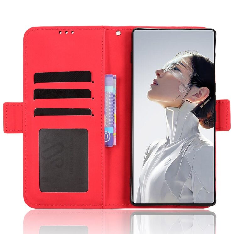 Чохол-книжка з кишеньками Deexe Wallet Stand для ZTE Nubia Red Magic 11 Air - Red (423107R) Чохол-книжка з кишеньками Deexe Wallet Stand для ZTE Nubia Red Magic 11 Air - Red: фото 4 з 16
