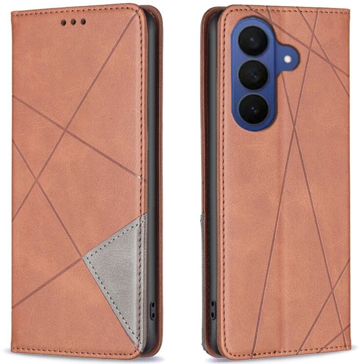 Чехол-книжка с карманами UniCase Geometric Pattern для Samsung Galaxy S26 Plus - Brown: фото 1 из 10