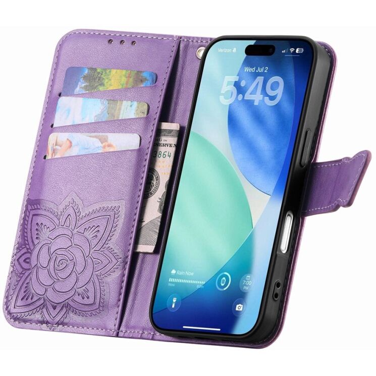 Чохол-книжка з малюнком UniCase Butterfly Pattern для iPhone 18 Pro / 17 Pro - Light Purple: фото 2 з 9