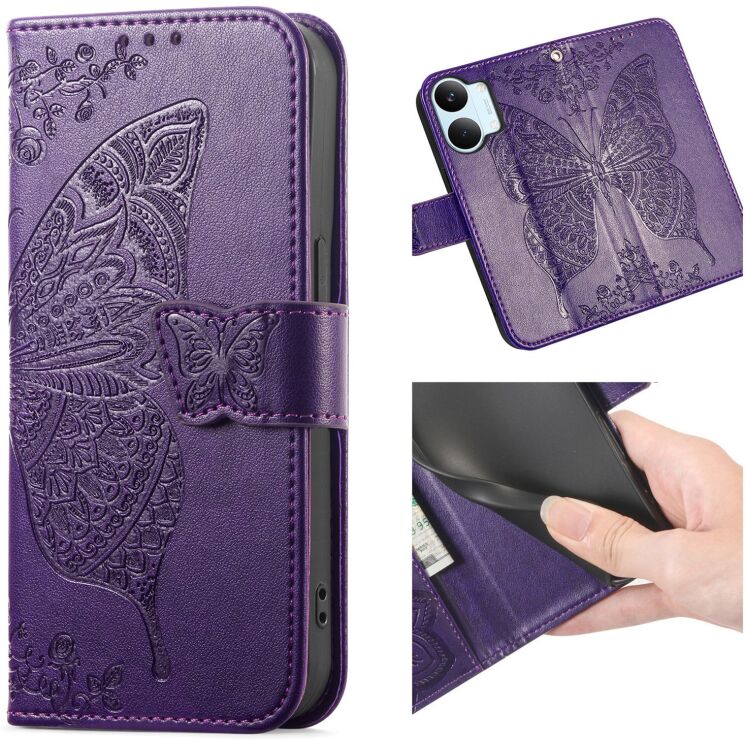 Чехол-книжка с рисунком UniCase Butterfly Pattern для Xiaomi Poco X8 Pro Max - Light Purple: фото 8 из 10