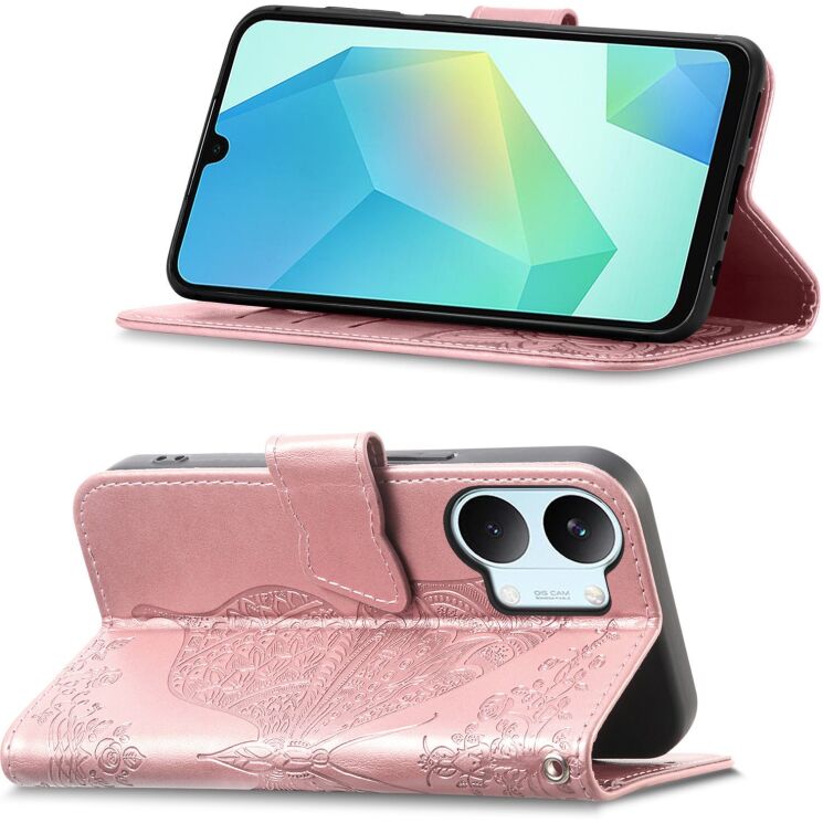 Чохол-книжка з малюнком UniCase Butterfly Pattern для Xiaomi Poco X8 Pro Max - Rose Gold: фото 2 з 10
