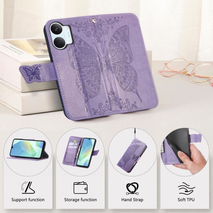 Чехол-книжка с рисунком UniCase Butterfly Pattern для Xiaomi Poco X8 Pro Max - Light Purple: фото 10 из 10