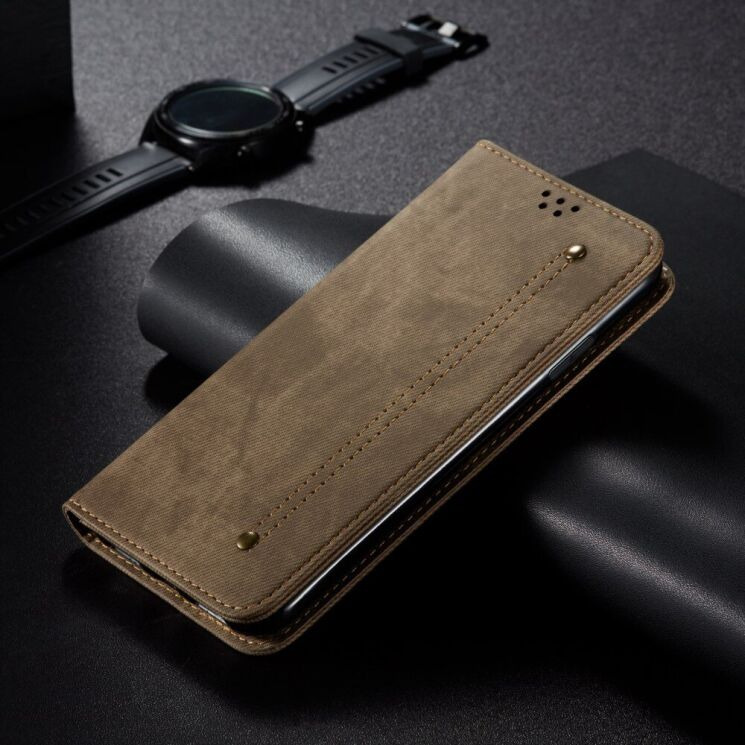 Чехол-книжка с кармашками UniCase Jeans Wallet для Xiaomi Mi 11 Ultra - Khaki: фото 6 из 8