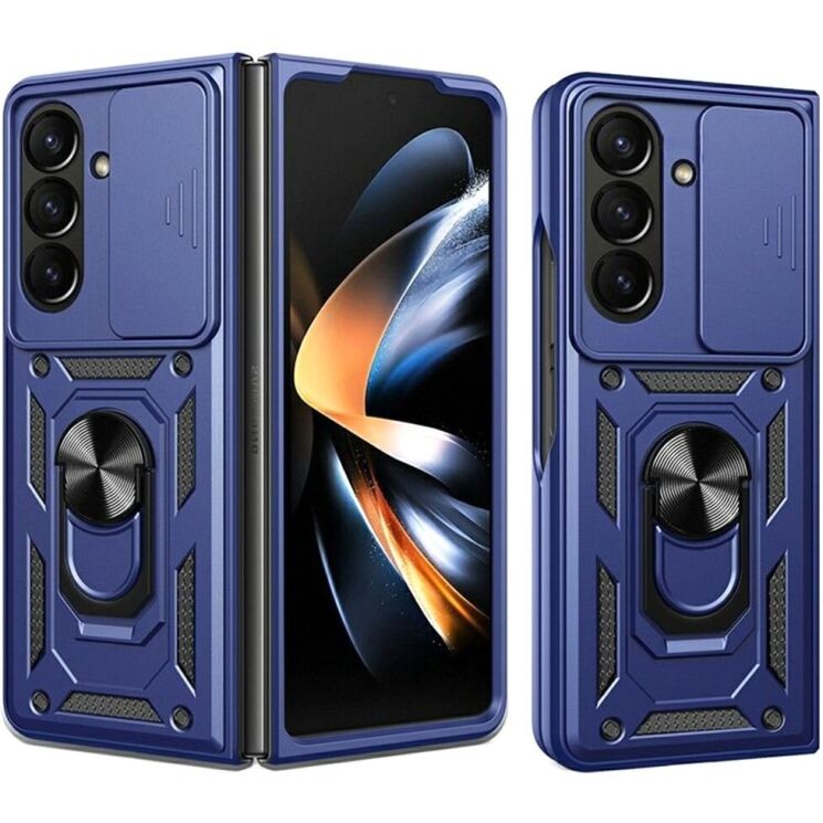 Чохол (PC+TPU) з підставкою Deexe Armor Shield (FF) для Samsung Galaxy Fold 8 Ultra - Blue: фото 1 з 11