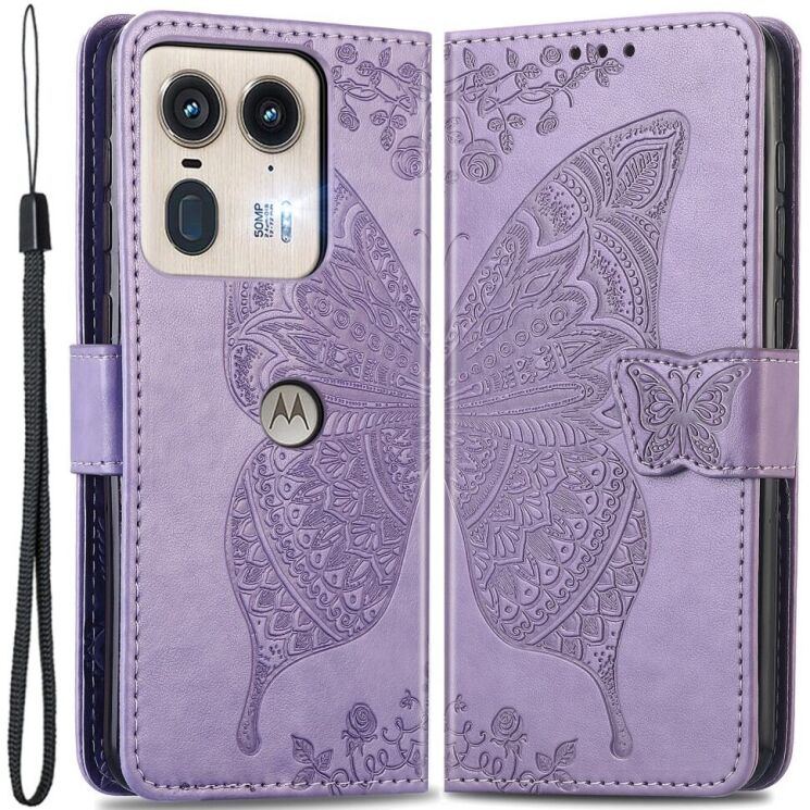 Чехол UniCase Butterfly Pattern для Motorola Edge 50 Ultra - Light Purple: фото 1 из 8