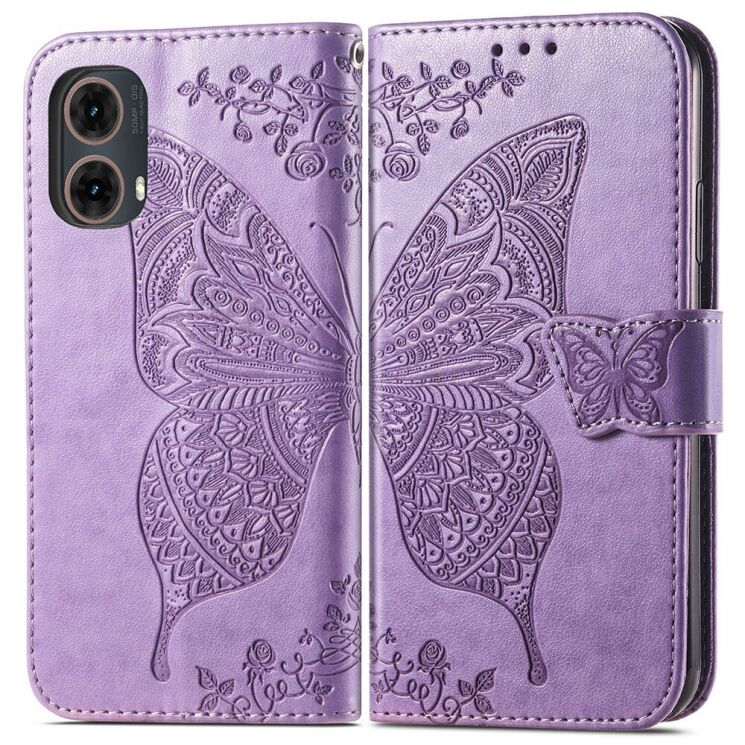Чехол UniCase Butterfly Pattern для Motorola Moto G85 - Light Purple: фото 1 из 6
