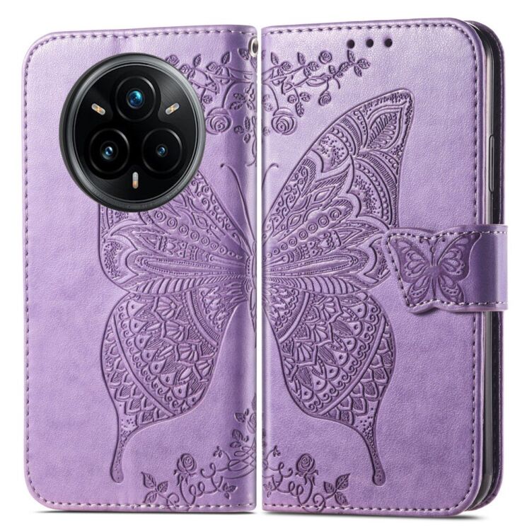 Чехол UniCase Butterfly Pattern для Realme 14 Pro Plus - Light Purple: фото 2 из 9