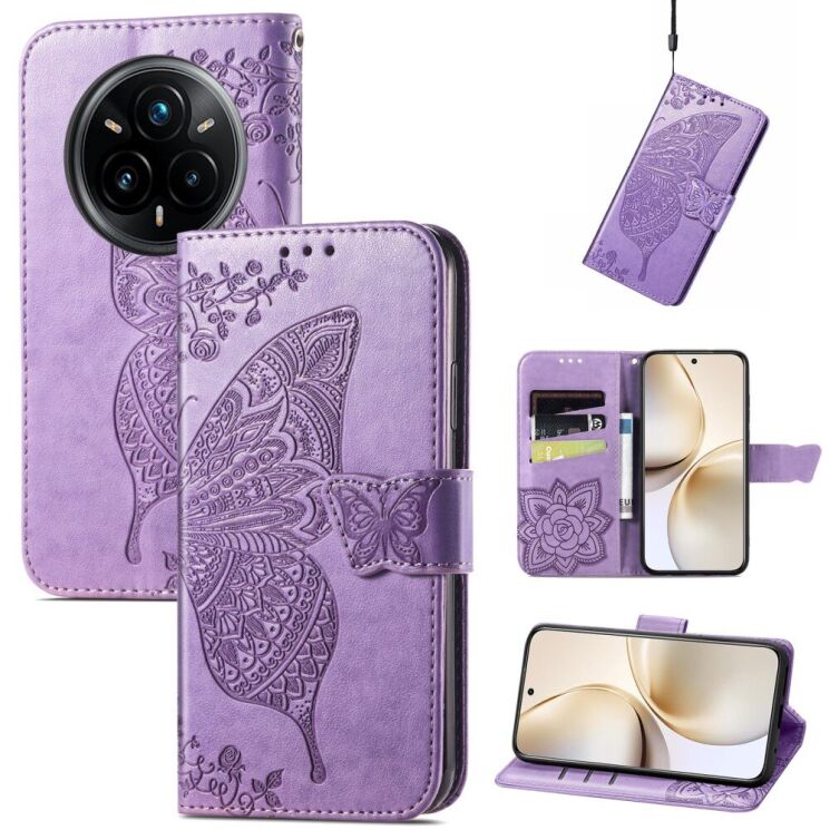 Чехол UniCase Butterfly Pattern для Realme 14 Pro Plus - Light Purple: фото 1 из 9
