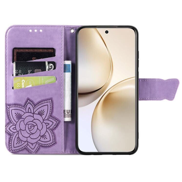Чехол UniCase Butterfly Pattern для Realme 14 Pro Plus - Light Purple: фото 3 из 9
