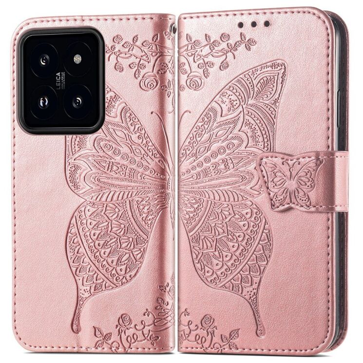 Чехол UniCase Butterfly Pattern для Xiaomi 14T - Rose Gold: фото 1 из 5