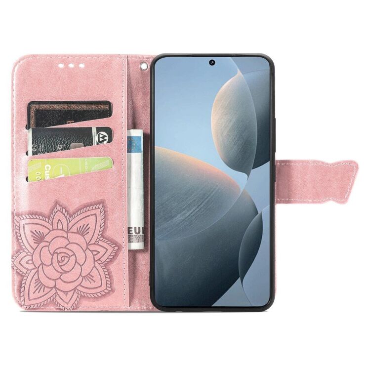Чехол UniCase Butterfly Pattern для Xiaomi Poco X6 Pro - Rose Gold: фото 2 из 5