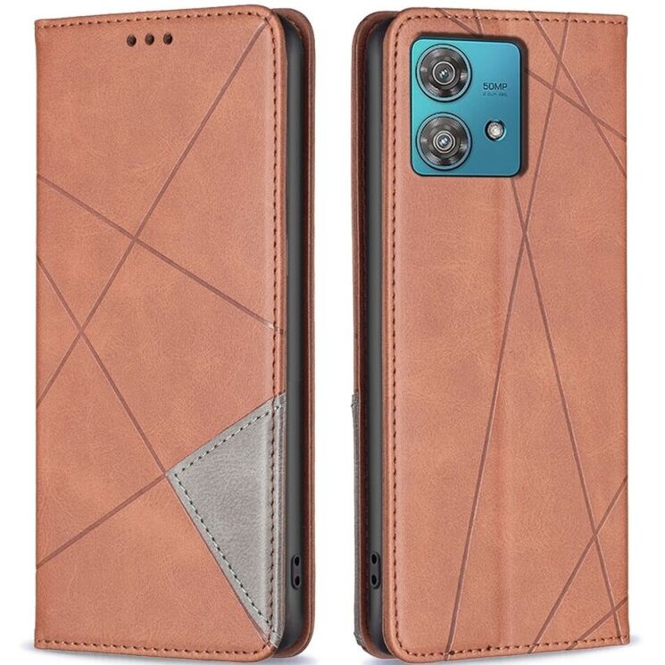 Чехол UniCase Geometric Pattern для Motorola Edge 40 Neo - Brown: фото 1 из 6