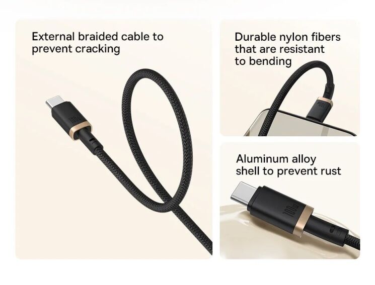 Кабель Baseus Dura Series Type-C to Type-C (100W, 2m) P10377803U01-03 - Black / Red: фото 9 из 21