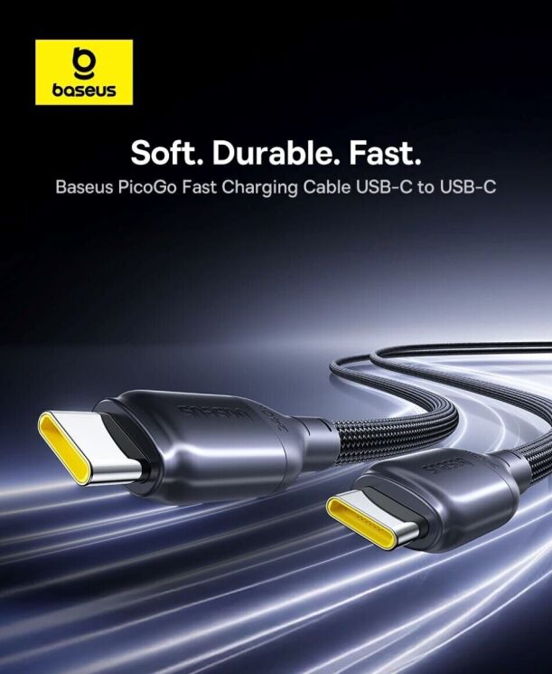 Кабель Baseus PicoGo Type-C to Type-C 240W (2m) E0423301 - Black: фото 5 з 13