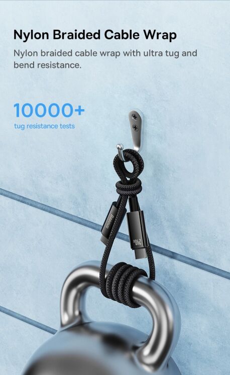 Кабель Baseus Tungsten Gold Type-C to Type-C 240W (1m) CAWJ040001 - Black: фото 12 з 17